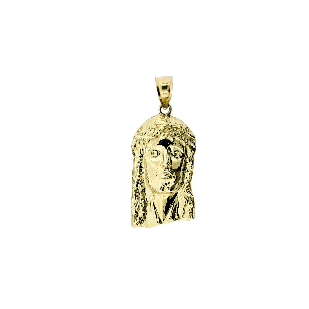 Mens Real 10K Yellow Gold Jesus Head Face Charm Pendant &amp; 2.5mm Rope Chain Necklace Set