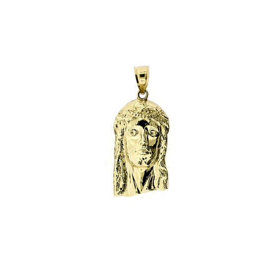 Mens Real 10K Yellow Gold Jesus Head Face Charm Pendant &amp; 2.5mm Rope Chain Necklace Set