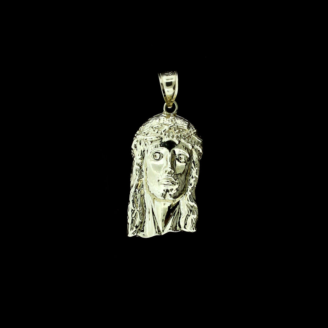 Mens Real 10K Yellow Gold Jesus Head Face Charm Pendant &amp; 2.5mm Rope Chain Necklace Set
