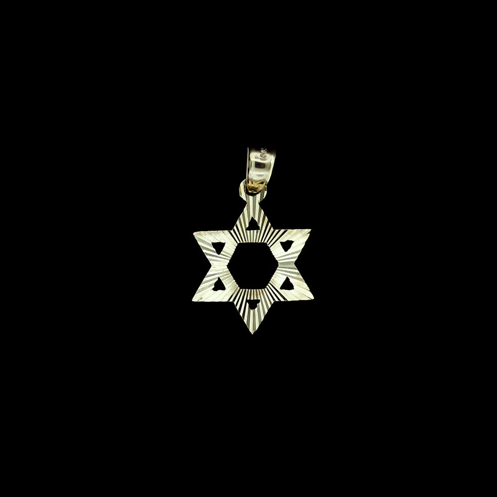 Mens Real 10K Yellow Gold Diamond Cut Star Of David Pendant, 10KT Gold Charm