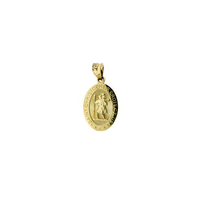 Real 10K Yellow Gold Small Saint Christopher Pendant, 10KT Charm, Men Women