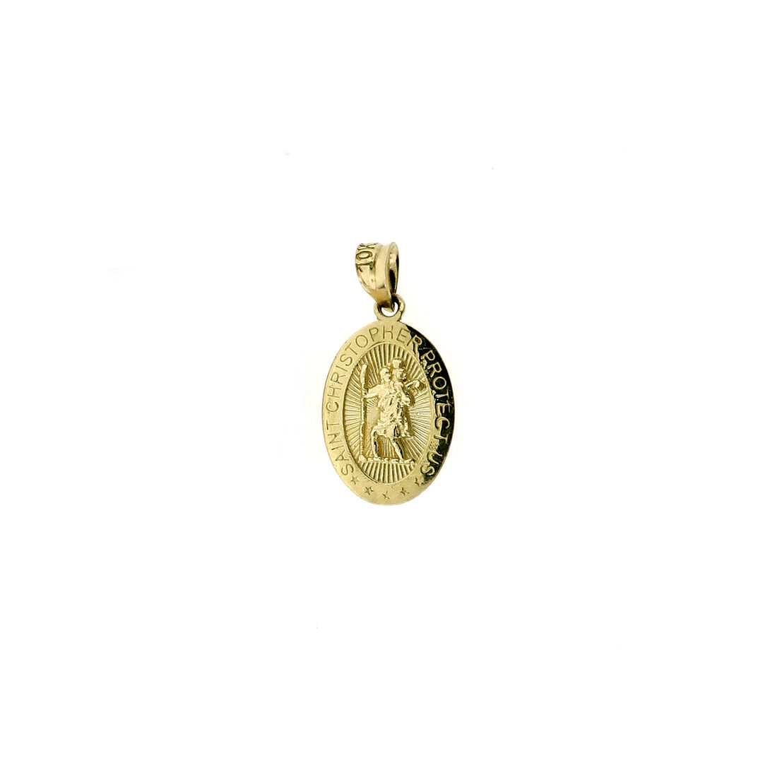 Real 10K Yellow Gold Saint Christopher Pendant &amp; 2.5mm Rope Chain Necklace Set