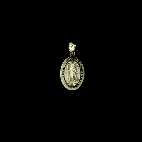 Real 10K Yellow Gold Saint Christopher Pendant &amp; 2.5mm Rope Chain Necklace Set