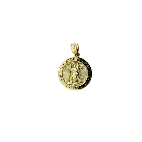 Real 10K Yellow Gold Saint Christopher Pendant &amp; 2.5mm Rope Chain Necklace Set