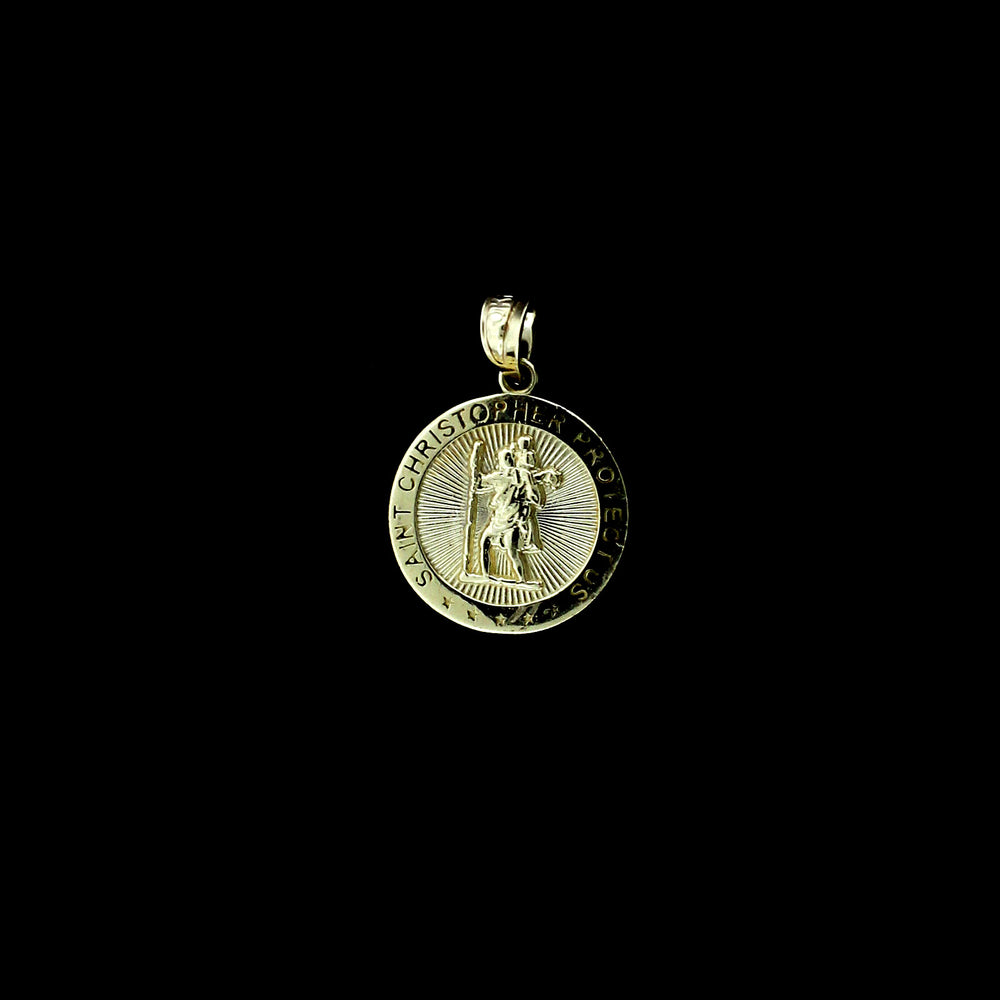 Real 10K Yellow Gold Saint Christopher Pendant & 2.5mm Rope Chain Necklace Set