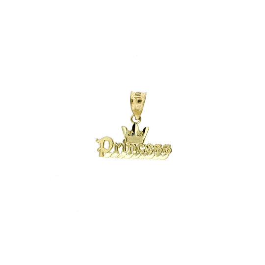 Mens Real 10K Yellow Gold Diamond Cut Princess Crown Pendant, 10KT Gold Charm