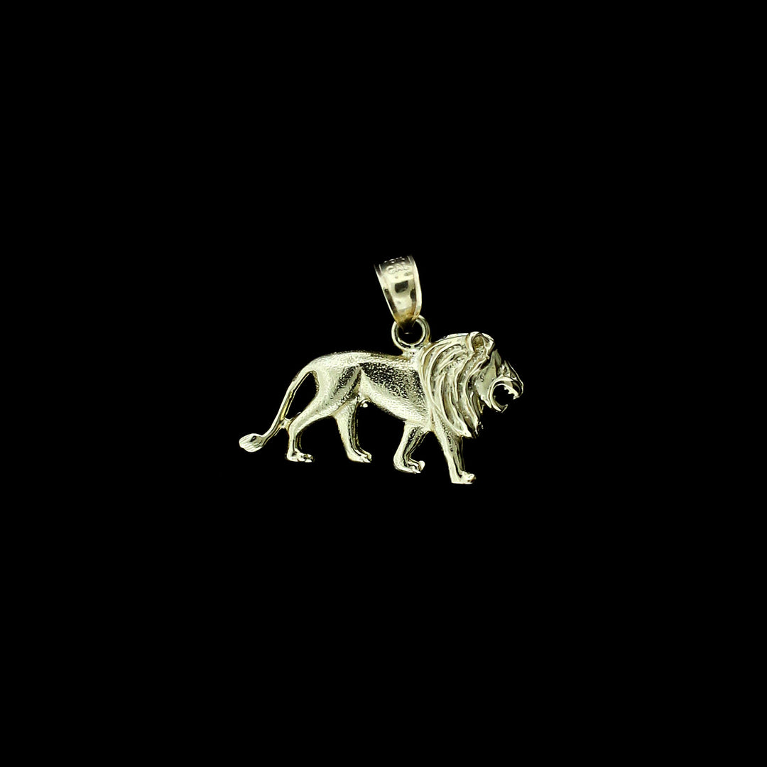 Mens Real 10K Yellow Gold Diamond Cut Lion Pendant, 10KT Gold Charm