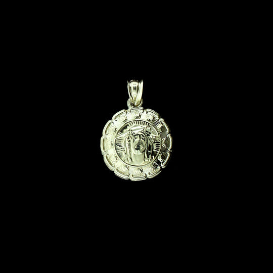 Real 10K Yellow Gold Jesus &amp; Mary Medallion Pendant &amp; 2.5mm Rope Chain Necklace Set