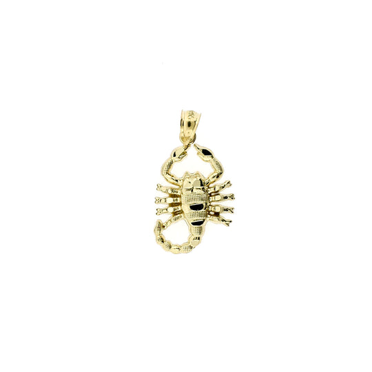 Real 10K Yellow Gold Diamond Cut Zodiac Sign Scorpion Pendant, 10KT Gold Charm