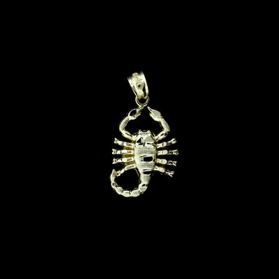 Real 10K Yellow Gold Diamond Cut Zodiac Sign Scorpion Pendant, 10KT Gold Charm