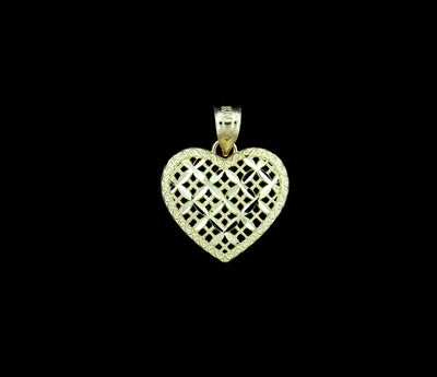Real 10K Yellow Gold Diamond Cut Heart Pendant, Womens 10KT Gold Charm