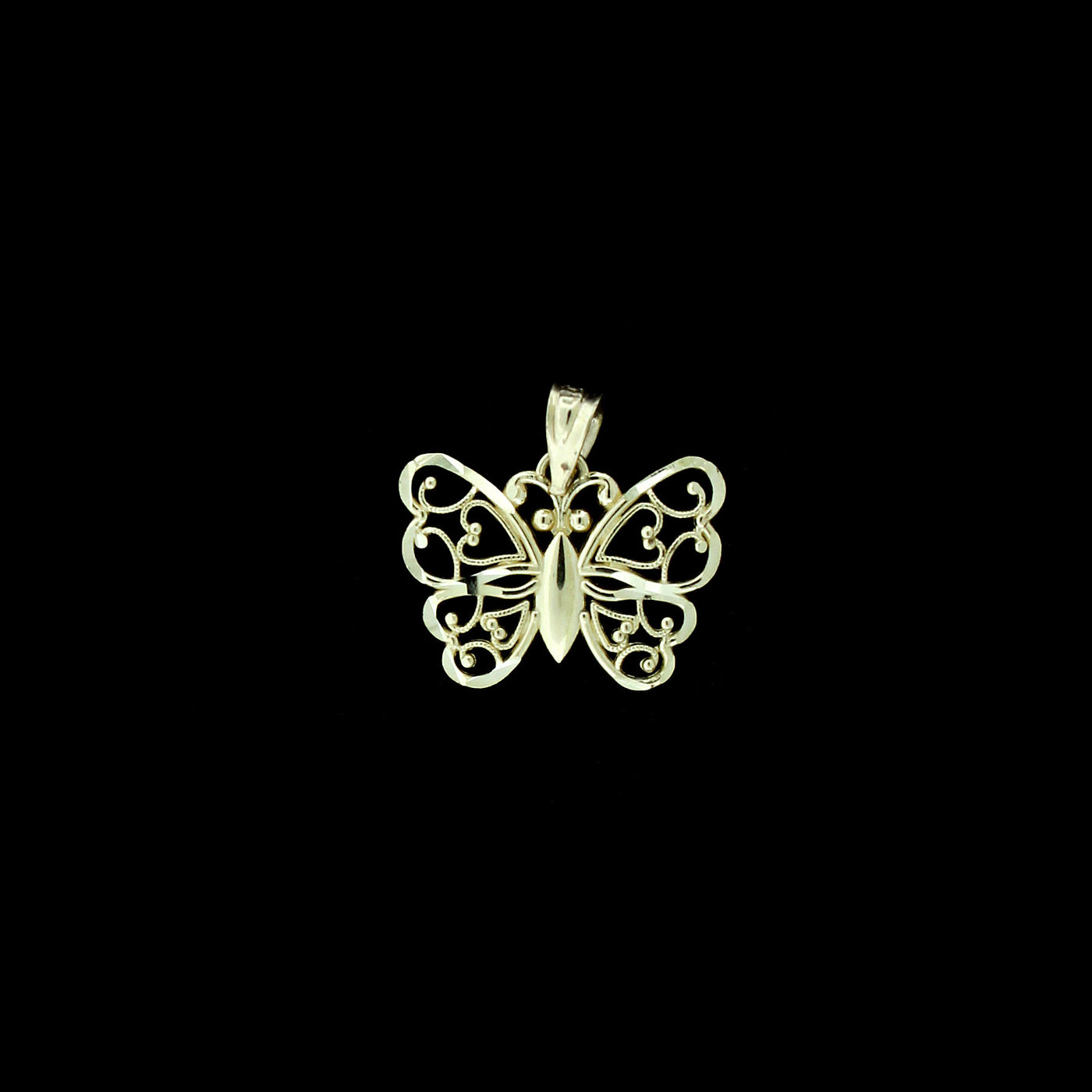 Real 10K Yellow Gold Diamond Cut Butterfly Pendant, Womens, 10KT Gold Charm