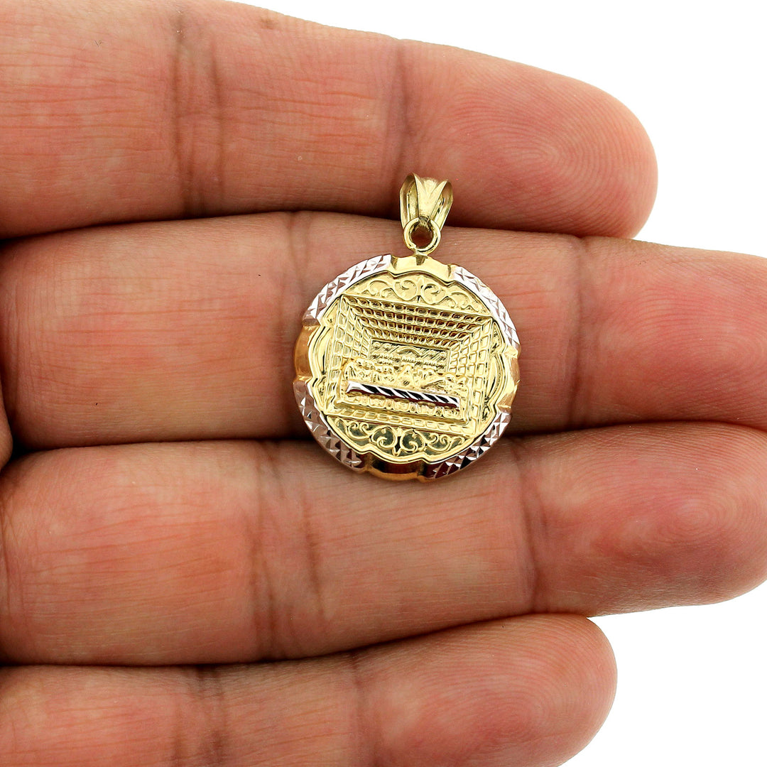 Real 10K Yellow Gold Apostles Last Supper Charm Pendant &amp; 2.5mm Rope Chain Necklace Set