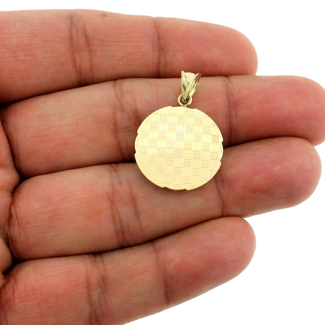 Real 10K Yellow Gold Apostles Last Supper Charm Pendant &amp; 2.5mm Rope Chain Necklace Set