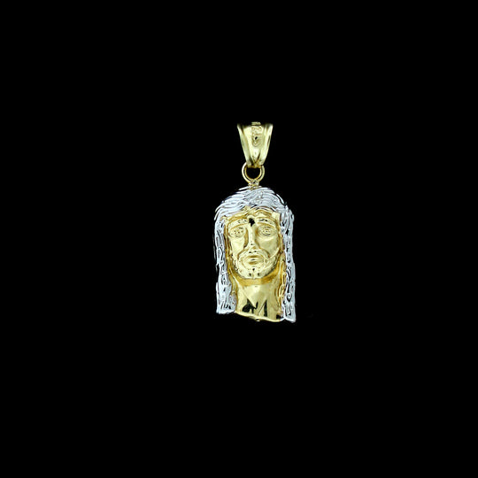 Mens Real 10K Yellow Gold Diamond Cut Jesus Head Face Pendant, 10KT Gold Charm