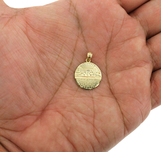 Real 10K Solid Yellow Gold Last Supper Charm Pendant Round Jesus Medallion
