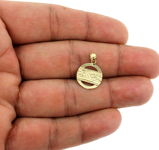 Real 10K Solid Yellow Gold Last Supper Charm Pendant Round Jesus Medallion