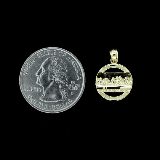 Real 10K Solid Yellow Gold Last Supper Charm Pendant Round Jesus Medallion