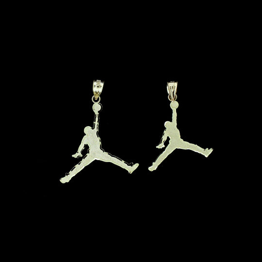 Real 10K Yellow Gold Diamond Cut Michael Jordan Jumpman Charm Pendant - 2 Sizes
