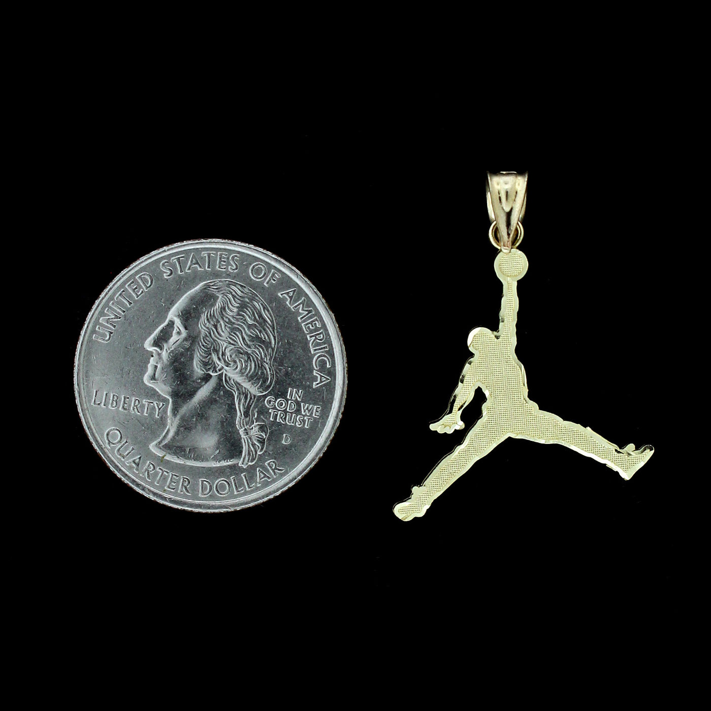 Real 10K Yellow Gold Diamond Cut Michael Jordan Jumpman Charm Pendant - 2 Sizes