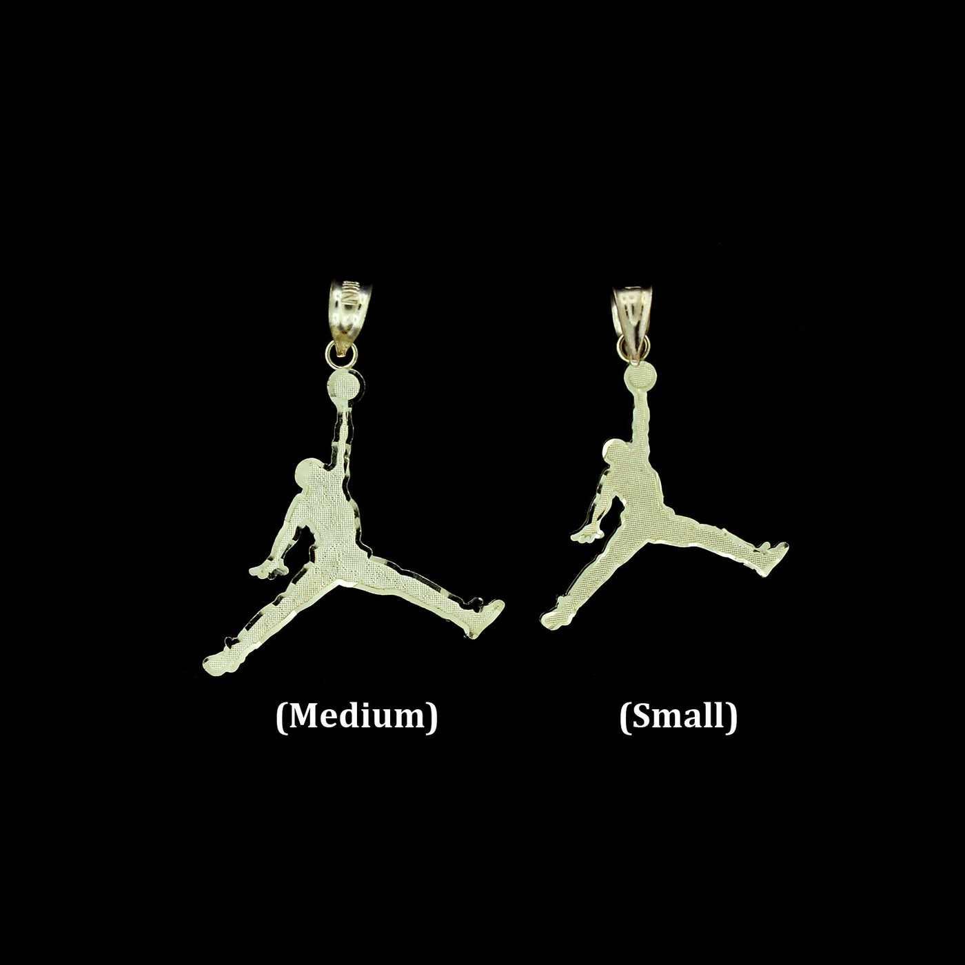 Real 10K Yellow Gold Diamond Cut Michael Jordan Jumpman Charm Pendant - 2 Sizes